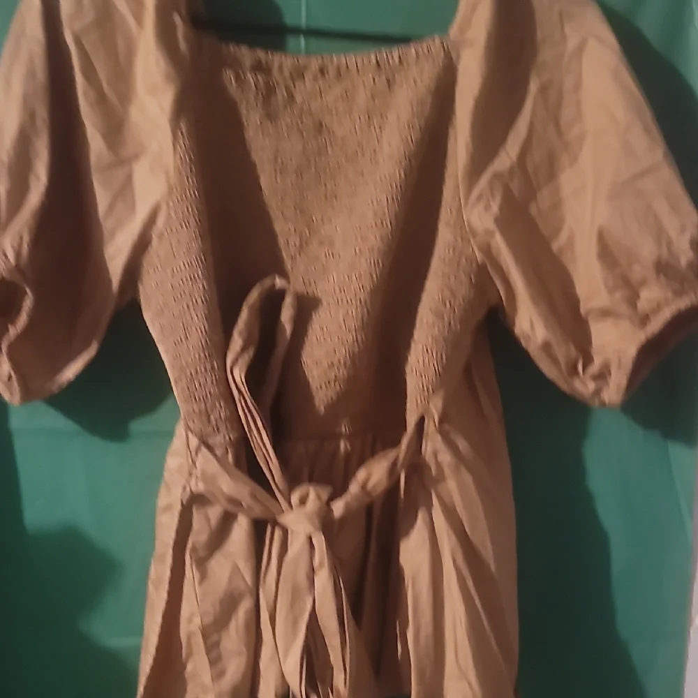 Old Navy Tan Puff Sleeve Wrap Blouse